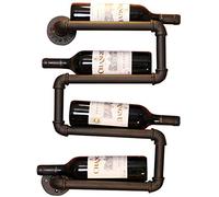 Msuiiixcccc Wine Rack Vintage Wrought Iron Industrial Water Bottle Holder Wall Hanging Wine Display Stand Leisure Shelf Rack Black Bottle Holder