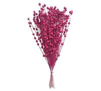 MSUIINT Lot de 100 tiges de baies artificielles roses rouges à paillettes, décorations de sapin de Noël, guirlande de perles pour bouquet de mariée, décoration de fête de mariage, centre de table,
