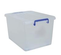 MSV 100148 Boîte de Rangement Polypropylène Blanc Transparent Poignées Bleu 37 L