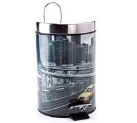 MSV 100458 Poubelle Imprimé New York Inox/Polypropylène 3 L