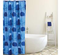 MSV 140107 Coquillage Rideau de Douche Polyester Blanc/Bleu 200 x 18 x 1 cm