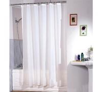 MSV 140480 Rideau de Douche Polyester + Plastique + Métal Blanc 120 x 200 x 0,1 cm - 12 anneaux inclus