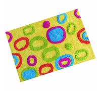 MSV 140519 Tapis Coton Motif Rond/Jaune 80 x 50 x 0,1 cm