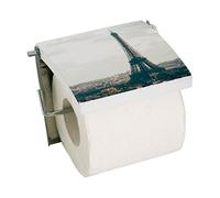 MSV 140573 Dérouleur WC Motif Paris MDF/Inox 13 x 15 x 11,5 cm