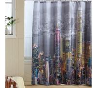 MSV 140705 Rideau de Douche Polyester + Plastique Motif Hong Kong/Blanc 180 x 200 x 0,1 cm