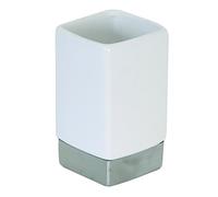 MSV 140743 Mahe Gobelet Céramique Acier Inoxydable/Grès Blanc Mat 6,5 x 6,5 x 11,5 cm