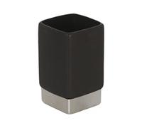 MSV 140748 Nhale Gobelet Céramique Acier Inoxydable/Grès Noir Mat 6,5 x 6,5 x 11,5 cm