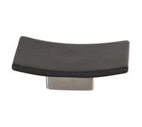 MSV 140749 Ndali Porte Savon Céramique Acier Inoxydable/Grès Noir Mat 13,5 x 9 x 3,5 cm