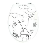 MSV 140765" abattant WC MDF Jardin d'enfant, INOX, Blanc Imprimé 3 Faces
