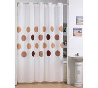 MSV 140782 Rideau de Douche Polyester + Plastique Polypropylène Cercle Blanc/Chocolat 180 x 200 x 0,1 cm - 12 Anneaux Inclus