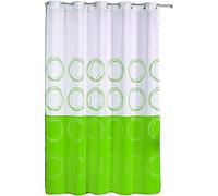 MSV 140785 Rideau de Douche Polyester + Plastique Polypropylène Rond Blanc/Vert 180 x 200 x 0,1 cm - 12 Anneaux Inclus