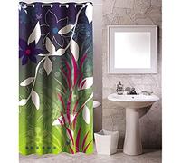MSV 140794 Rideau de Douche Polyester + Plastique Polypropylène Langkawi 180 x 200 x 0,1 cm - 12 anneaux inclus