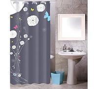 MSV 140801 Rideau de Douche Polyester + Plastique Polypropylène Papillon 180 x 200 x 0,1 cm - 12 Anneaux Inclus