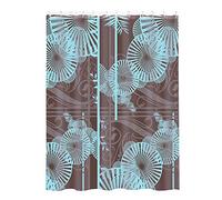 MSV 140805 Rideau de Douche Polyester + Plastique Polypropylène Ombrelle Bleu/Marron 180 x 200 x 0,1 cm - 12 anneaux inclus
