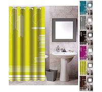 MSV 140806 Rideau de Douche Polyester + Plastique Polypropylène Vert Graphique 180 x 200 x 0,1 cm - 12 anneaux inclus