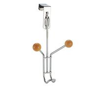 MSV 279 Patère avec 2 Têtes pour Porte en Bois/Métal Argent 10 x 10 x 21 cm