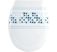 Abattant WC - Thermodur - Charnières Inox - MALTA - Bleu et Blanc MSV