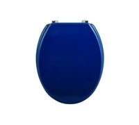 MSV - Abattant WC CLEO, Charnières Inox - Couvercle Toilette MDF Résistant à l’Humidité, Tampons Amortisseurs, Taille Universelle - 43/45x37x5,6cm - Bleu Foncé