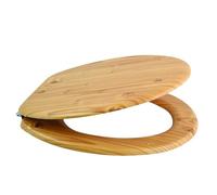 MSV - Abattant WC en Pin - Charnières Métalliques - Compatible avec WC Standard - Facile à Installer - Résistant à l'Humidité - Facile à Nettoyer - Marron