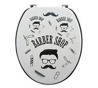 MSV - Abattant WC MDF "Barber" - Charnières Acier Inoxydable - Surface antibactérienne - 42.5 x 36.5 x 5 cm - Couleur Black - Patins anti-dérapants - Style tendance