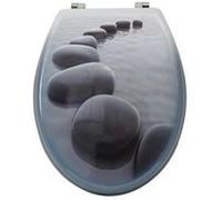 Msv abattant wc mdf chemin de galets gris - charnières inox Gris G