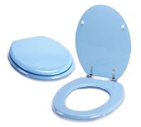 MSV - Abattant WC MDF CLÉO - Charnières en INOX - Tampons Amortisseurs - Ø 370 x 450 mm - Couleur Bleu ciel - Finition Moderne - Confort et Durabilité pour Salle de Bain