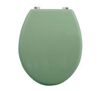 MSV - Abattant WC MDF CLÉO - Charnières en INOX - Tampons Amortisseurs - Ø 370 x 450 mm - Couleur Vert Basile Mat - Finition Élégante - Confort et Praticité pour Salle de Bain