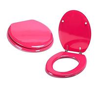 MSV - Abattant WC MDF CLÉO - Charnières Inox - 42.5 x 36.5 x 1.7 cm - Fuchsia - Résistant à l'humidité - Facile à nettoyer - Convient à la plupart des toilettes standard