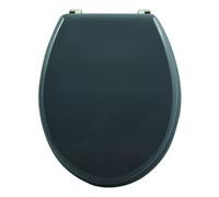 MSV - Abattant WC MDF CLÉO - Charnières INOX - Tampons Amortisseurs - Ø 370 x 450 mm - Couleur Gris Anthracite - Finition Brillante - Confort et Sécurité pour Salle de Bain