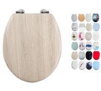 MSV Abattant WC MDF Effet Bois- Charnières INOX