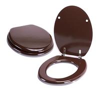 MSV Abattant WC MDF Marron Chocolat, INOX, 30 x 20 x 15 cm
