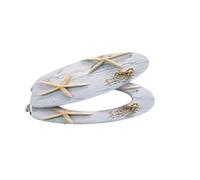 MSV France Abattant WC 140546 Motif étoile de mer MDF/acier inoxydable Fixation robuste 42,5×36,5 cm