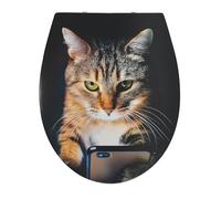 MSV - Abattant WC PP Pacha - Frein De Chute Silencieux - 45.5 x 37.2 x 4 cm - Noir - Conception Universelle Adaptée Aux Familles - Facile à Installer Et Nettoyer