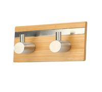 MSV Anneau Porte Serviettes Mural Rond en Acier & Bambou IANA Noir Mat