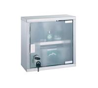 MSV Armoire à Pharmacie à clé Acier & INOX Verre, Gris