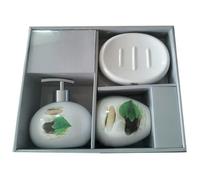 MSV Bad Accessoires Lingga Weis Lot de 3 distributeurs de Savon, Porte-Savon, gobelet à Brosse à Dents en céramique