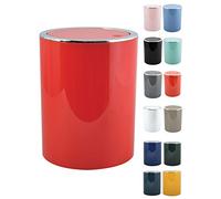 MSV Bad Serie Aspen Poubelle de salle de bain, à pédale, avec couvercle basculant, 6 l (diamètre x hauteur) : environ 18,5 x 26 cm, rouge