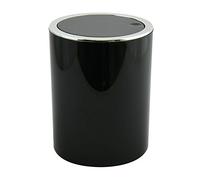 MSV Bad Serie Aspen Poubelle de salle de bain, à pédale, avec couvercle basculant, 6 l (diamètre x hauteur) : environ 18,5 x 26 cm, noire