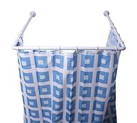 MSV, Barre Tringle pour Rideau de Douche d'angle à Fixer en Alu, Support Plafond & Anneaux Rideaux Inclus, Adapté à Tous Les Rideaux, Montage Mural, 80x80x80cm Blanc