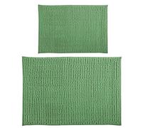 MSV Basil - Lot de 2 tapis de bain en chenille à poils longs, 40 x 60 cm + 60 x 90 cm
