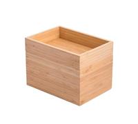 MSV - Boîte Organisateur Polyvalent - 2 Compartiments Empilables - Gamme ISALYS - Rangement Maquillage, Bijoux, Accessoires - Bambou Écologique - Beige