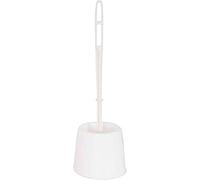MSV - Brosse de WC - Manche en Acier Inoxydable - Design Compact - Ø13 x 41,5 cm - Couleur Blanc - Accessoire Pratique pour Salle de Bain - Stockage Facile