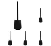 MSV - Brosse WC avec Support Céramique - Modèle MAONIE - Poils Résistants à l'usure - 10,4 x 38,8 cm - à Poser - Serviteur WC Non Fixe - Design Classique - Noir (Lot de 5)