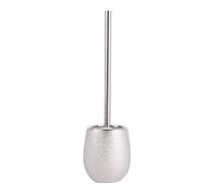 MSV Brosse WC avec Support Céramique Oman Argent - Charnières INOX