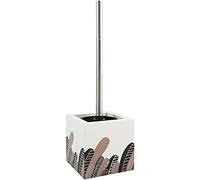 MSV Brosse WC avec support MDF & Acier INOX Motifs PLUMAS Vintage