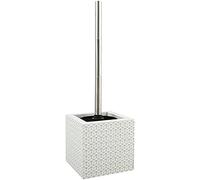 MSV Brosse WC avec Support MDF & Acier INOX Mozaik Blanc