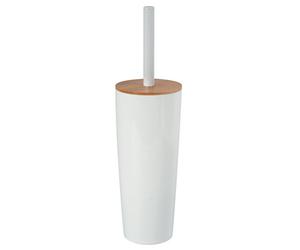 MSV Brosse WC avec Support PS & Bambou Oslo Blanc