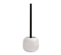 MSV - Brosse WC Gino - Design Élégant - 9.1 x 9.1 x 37.4 cm - Blanc - Manche Long pour Confort d'Utilisation - Support Inclus - Tête Remplaçable pour Hygiène Maximale