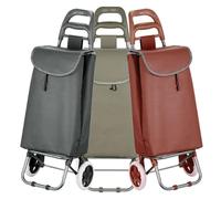 MSV Chariot de courses pliable à 2 roulettes 33L Terracotta