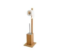 MSV, Combiné pour WC 2 en 1 avec Support WC avec récipient intérieur Amovible pour Brosse WC, en INOX, Brosse WC et Dérouleur Papier Toilette, Serviteur WC Non Fixe